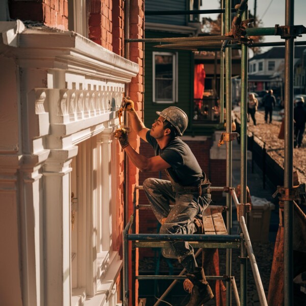 painting and staining building front in Toronto (2)